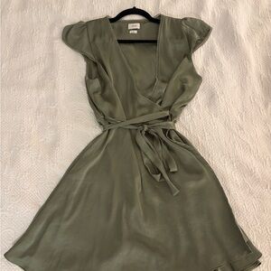 Elegant Olive Wrap Dress